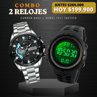 COMBO CURREN 8402 PLATA + SKMEI 1251 NEGRO
