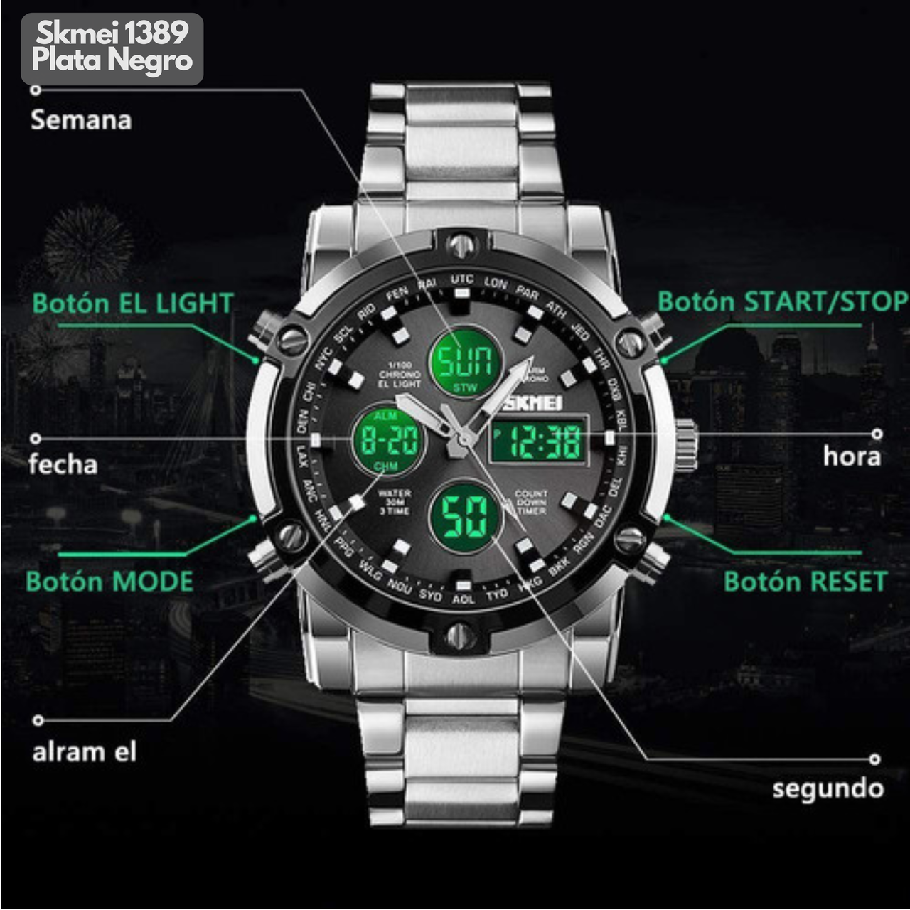 SKMEI 1389 PLATA GRIS