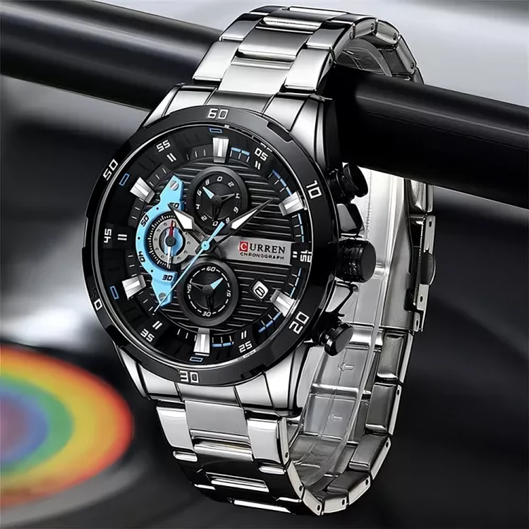 COMBO CURREN 8402 PLATA + SKMEI 8382 NEGRO
