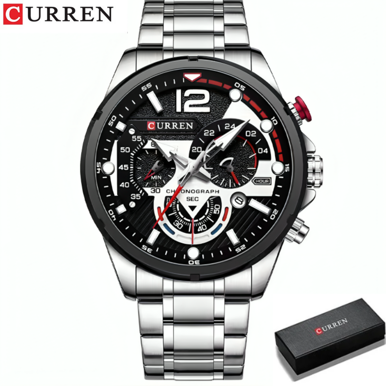 COMBO CURREN 8395 PLATA + SKMEI 1251 NEGRO
