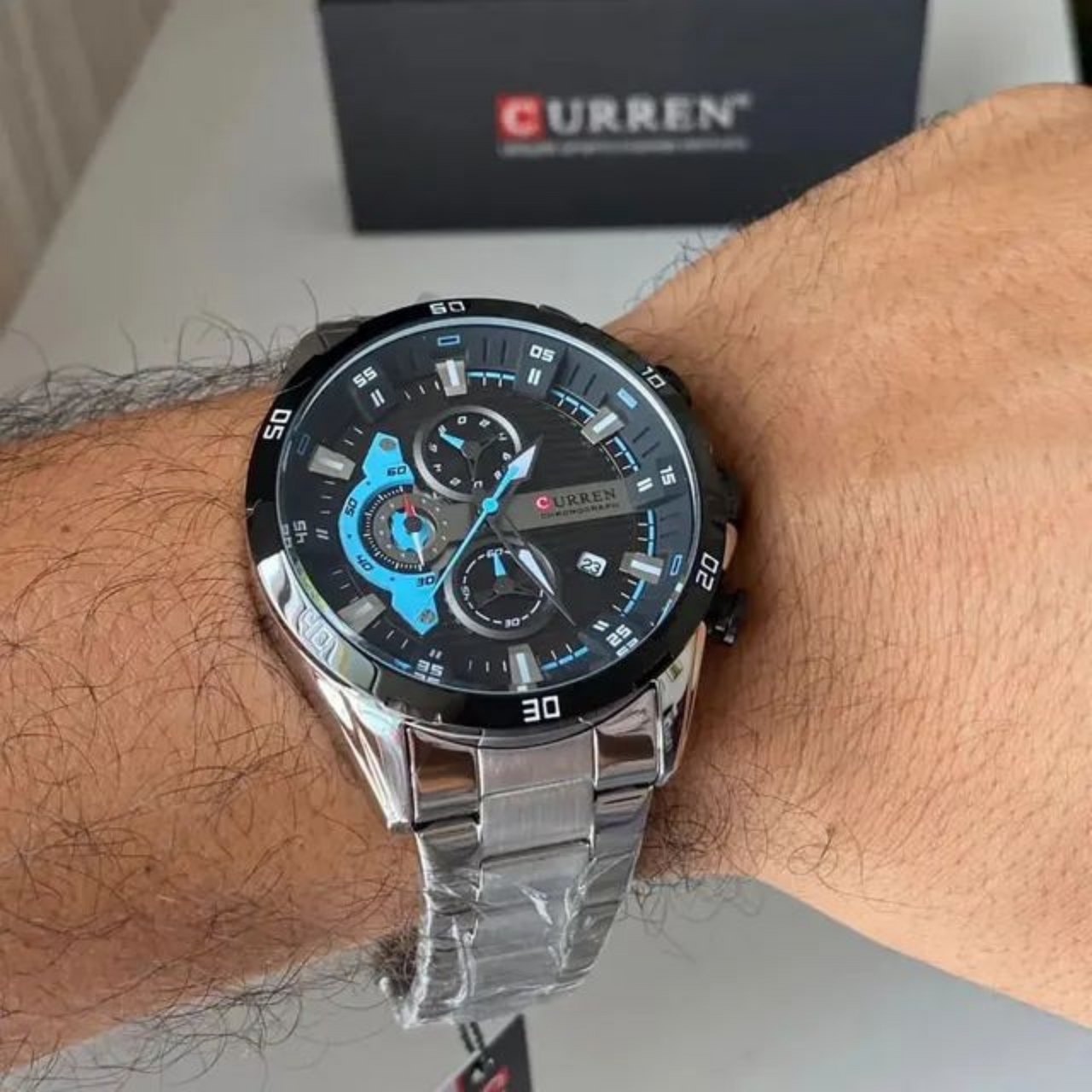 COMBO CURREN 8402 PLATA + SKMEI 8382 NEGRO
