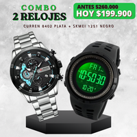COMBO CURREN 8402 PLATA + SKMEI 1251 NEGRO